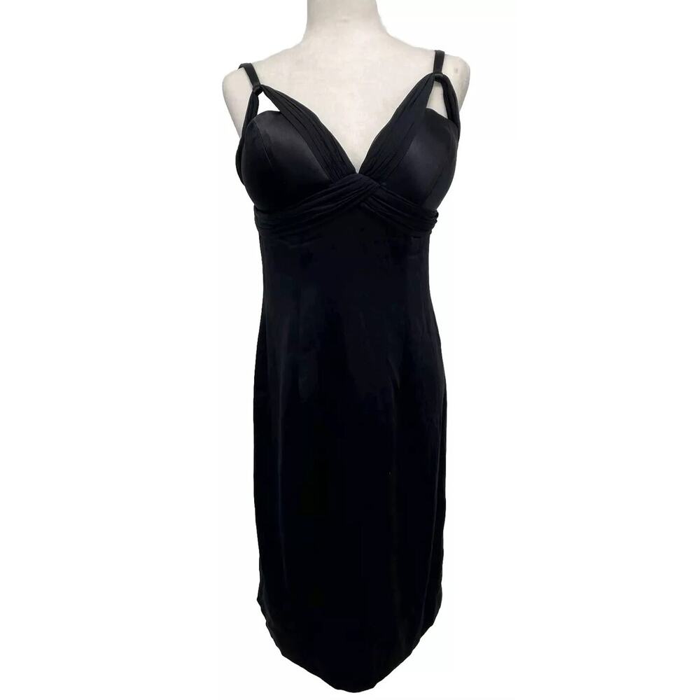 Dina Bar-el Ballgown Wedding Silk Cocktail Dress prom USA made Black 12 A000622